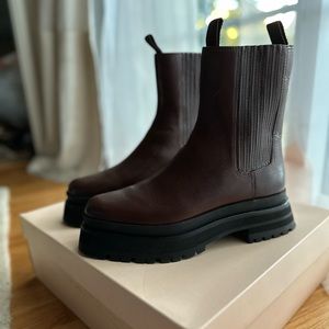 Loeffler Randall Leather Platform Lug Sole Chelsea Boots